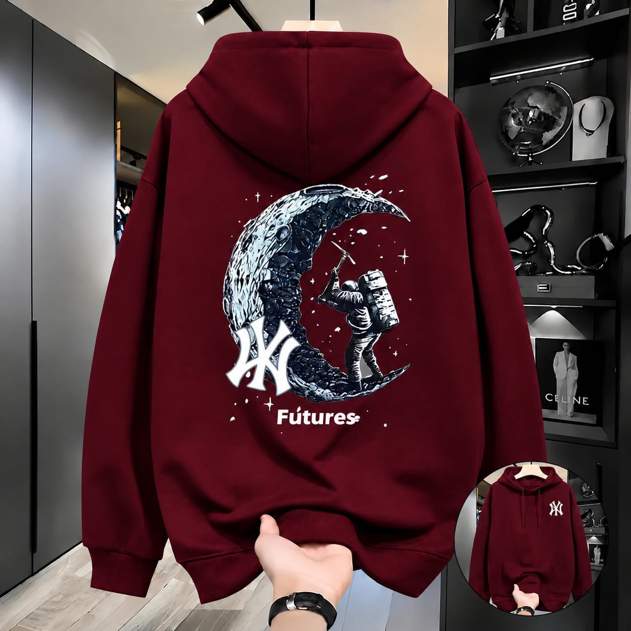 Stylish Solid Printed Cotton Hoodie