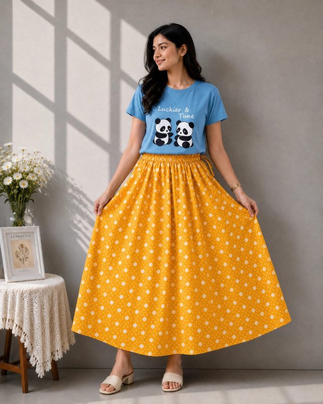 Linen Skirt and Tshirt Set