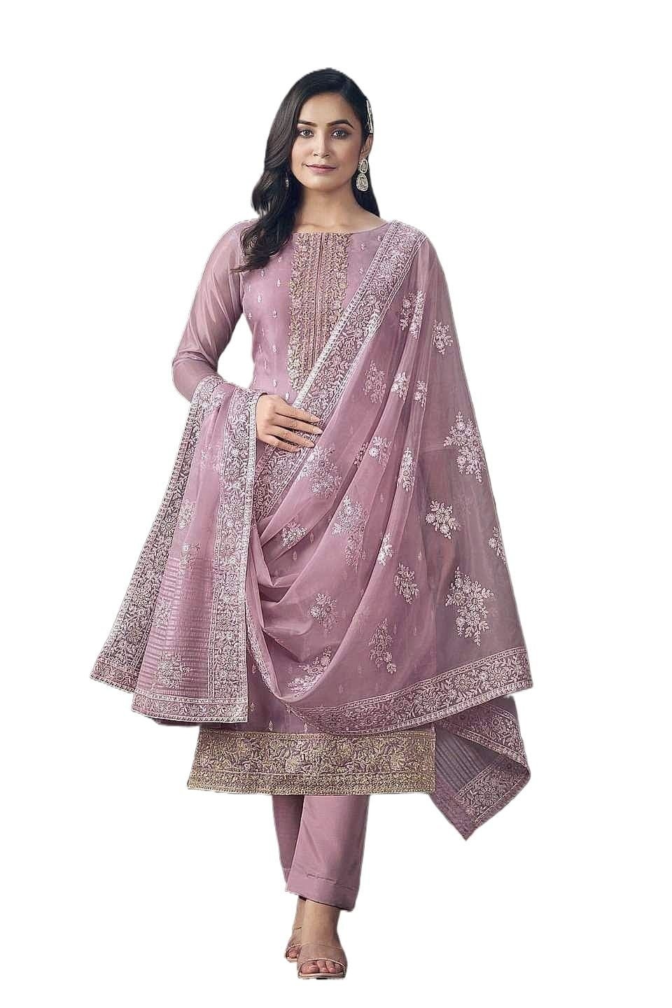 Georgette Embroidery New Stylish Semi Stitched Party Shalwer Kameez 4 pcs for Women