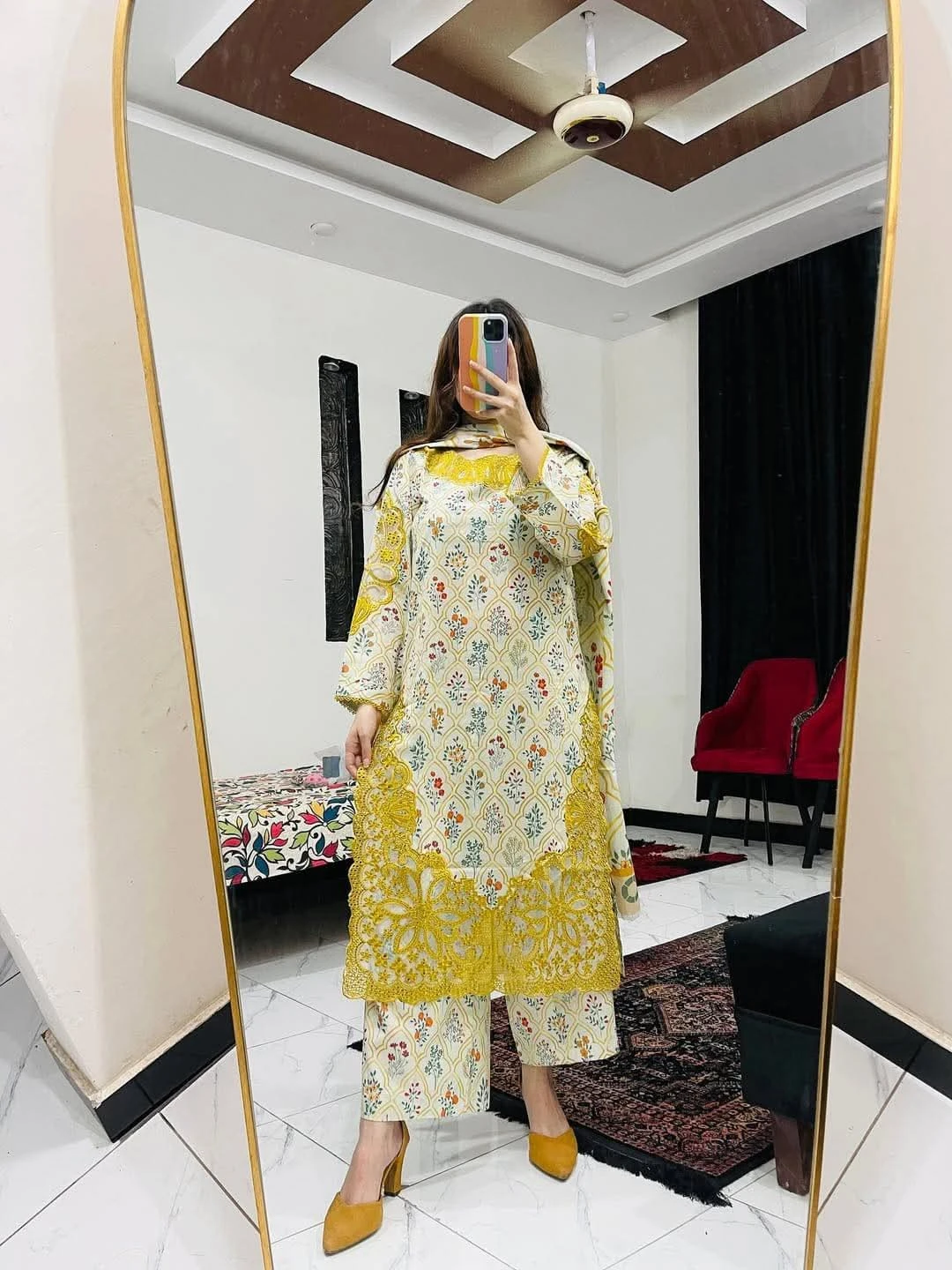 Cotton Embroidery Three Piece