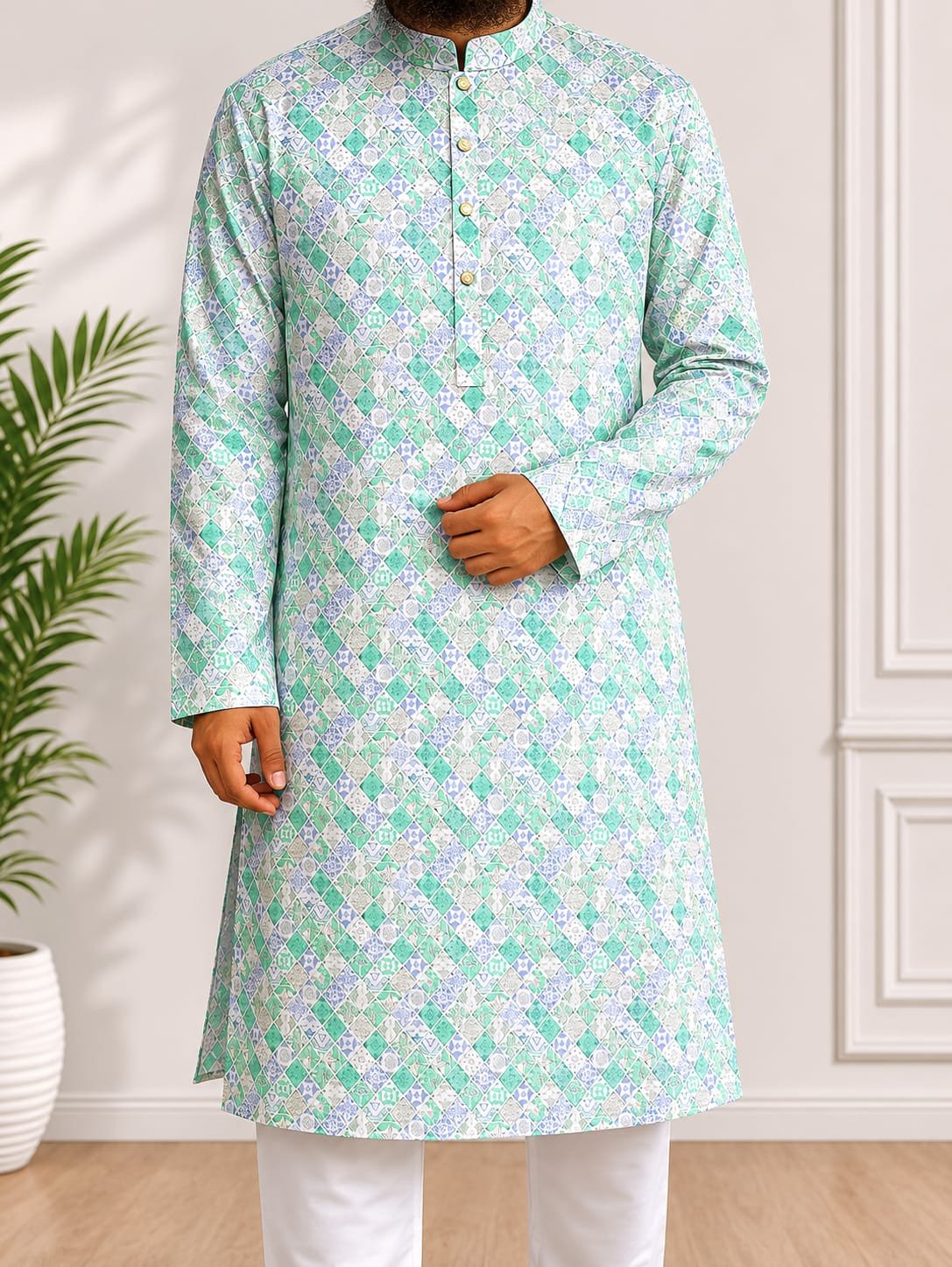 ১০০% উন্নত মানের সুতি প্রিমিয়াম প্রিন্টেড পাঞ্জাবি