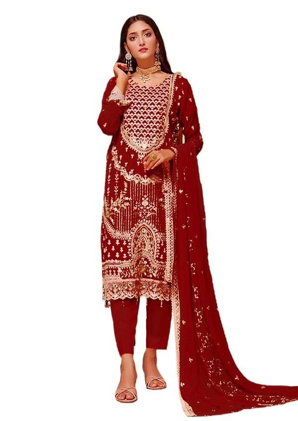 Georgette Embroidery New Stylish Semi Stitched Party Shalwer Kameez 4 pcs for Women