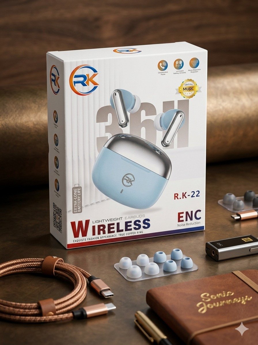 RK-22 Lightweight Wireless Earbuds with ENC Noise Reduction