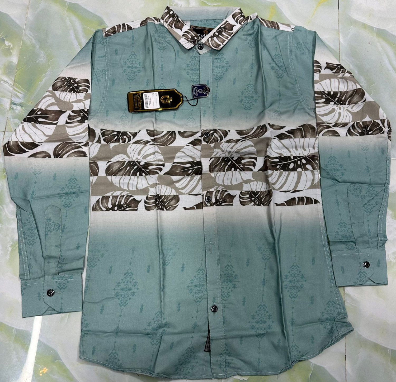 Men's Gradient Leaf Print Casual Shirt