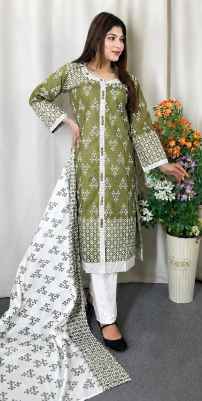Cotton Readymade Three Piece