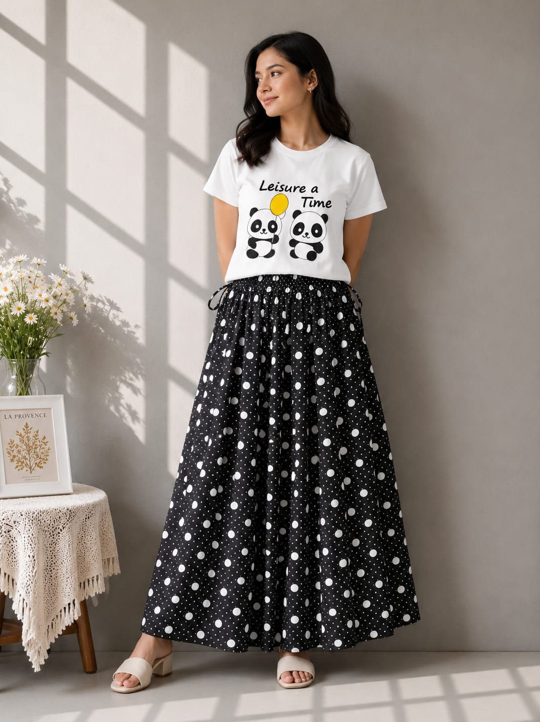 Linen Skirt and Tshirt Set