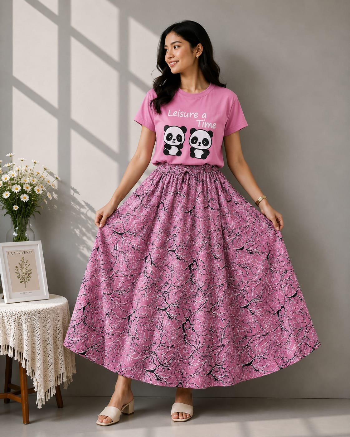 Linen Skirt and Tshirt Set