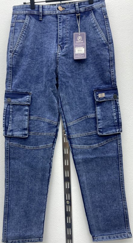 Urban Utility Denim Cargo Jeans – Ice Wash Edition